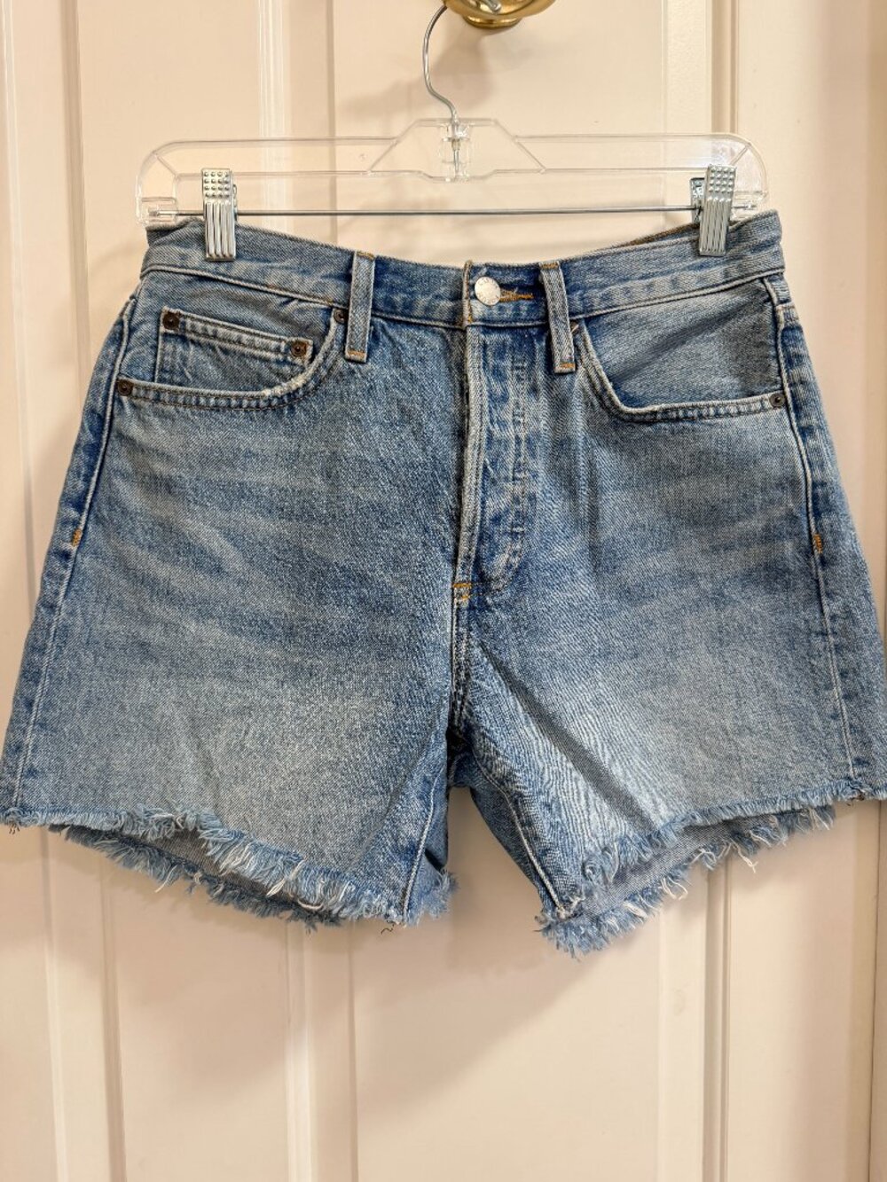 Aritzia Denim Forum Ex Boyfriend Midi Denim Shorts 26 Organic Cotton